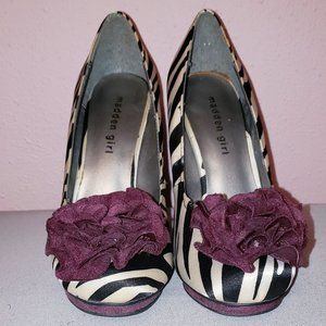 Madden Girl Zebra and Purple print heels 7.5